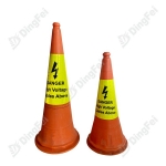 Traffic Cone Collars - Danger High Voltage Cables Above PVC Reflective Cone Sleeves Collars